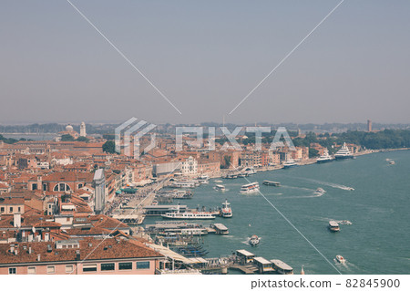 Panoramic view of Venice city with historic buildings and coast Panoramic view of Venice city with historic buildings and coast 82845900