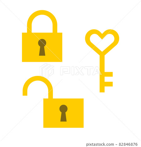 Padlock and heart key illustration set Padlock and heart key illustration set 82846876