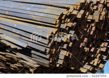 Metal profile strip in packs at the warehouse of metal products 82847950