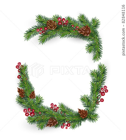 Vector Christmas frame with from realistic... - Stock Illustration ...