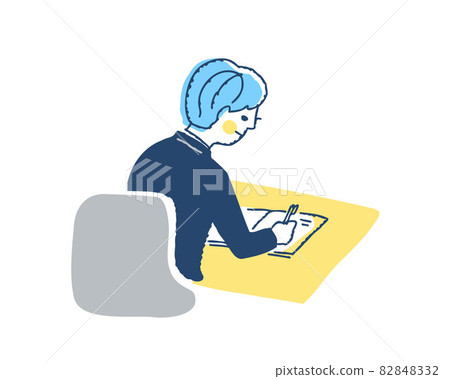Boy studying at the desk 82848332