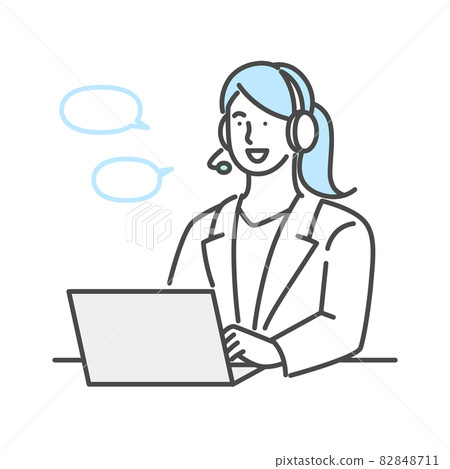 Customer support woman who handles calls 82848711