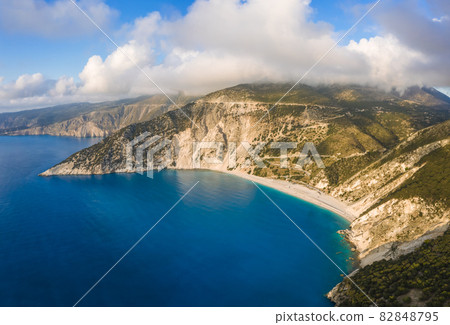 Myrtos beach with blue bay on Kefalonia Island, Greece 82848795