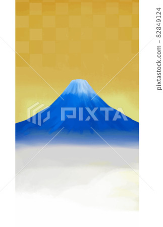 Illustration of the yellow sky, Mt. Fuji and the sea of clouds 82849124