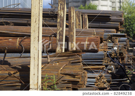 Metal profiles of different kinds are located in the metal products warehouse Metal profiles of different kinds are located in the metal products warehouse 82849238