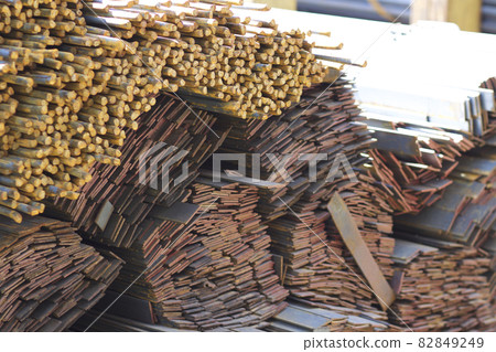 Metal profiles of different kinds are located in the metal products warehouse Metal profiles of different kinds are located in the metal products warehouse 82849249
