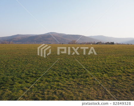 Desolate Silesian Beskid Mountains range Bielsko-Biala city, Poland 82849328