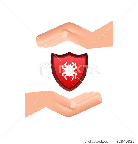 Danger symbol of virus over hands vector illustration. Virus protection. Computer virus alert. Safety internet technology, data secure. Danger symbol of virus over hands vector illustration. Virus protection. Computer virus alert. Safety internet technology, data secure. 82849825