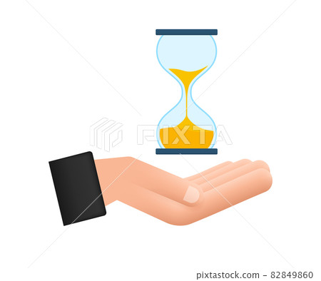 Hourglass in hands. Hourglass Timer Sand as Countdown. Vector stock illustration. Hourglass in hands. Hourglass Timer Sand as Countdown. Vector stock illustration. 82849860