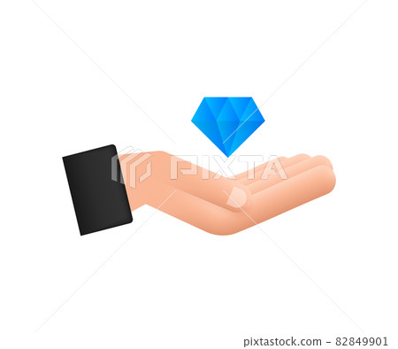 Diamond with hand icon design. Diamond with hand icon in trendy flat style design. 3D style vector illustration. 82849901