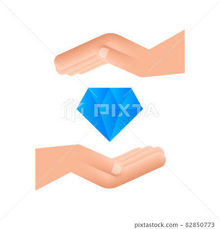 Diamond with hand icon design. Diamond with hand icon in trendy flat style design. 3D style vector illustration. 82850773