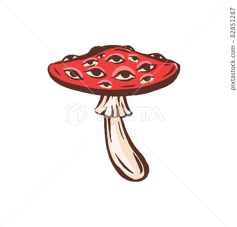Amanita muscaria poison toxic mushroom illustration 82851287