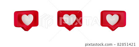 3d like heart icon in red speech bubble box isolated on white background. Notification element in social media, symbol of love, adding in favorite. Concept of communication in social network 3d like heart icon in red speech bubble box isolated on white background. Notification element in social media, symbol of love, adding in favorite. Concept of communication in social network 82851421