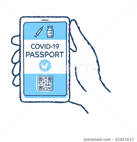 Vaccine passport image Hand holding a smartphone 82851617