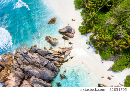 Anse Cocos - one of the most beautiful beach of Seychelles. La Digue Island, Seychelles 82851795