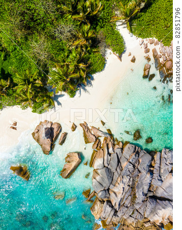 Anse Cocos - one of the most beautiful beach of Seychelles. La Digue Island, Seychelles Anse Cocos - one of the most beautiful beach of Seychelles. La Digue Island, Seychelles 82851796