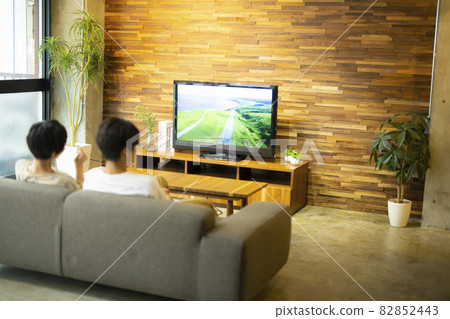 A couple in the living room 82852443