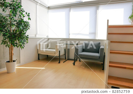 Two sofas and stairs in the living room 82852759