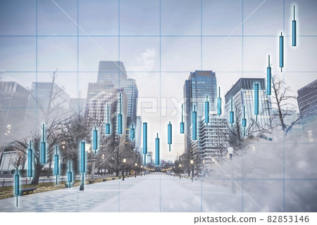 Cityscape and stock chart 82853146