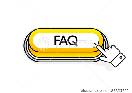 Yellow 3D button with the inscription FAQ, isolated on a white background. Mouse cursor. Linear design. Vector illustration. Yellow 3D button with the inscription FAQ, isolated on a white background. Mouse cursor. Linear design. Vector illustration. 82855795