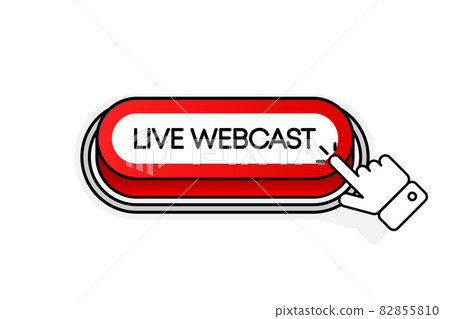 Red 3D button with the inscription Live Webcast, isolated on a white background. Mouse cursor. Linear design. Vector illustration. Red 3D button with the inscription Live Webcast, isolated on a white background. Mouse cursor. Linear design. Vector illustration. 82855810