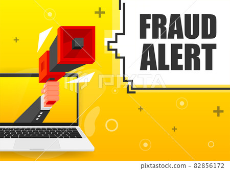 Fraud Alert banner template. Marketing flyer with megaphone. Isometric and pixel style. Template for retail promotion and announcement. Vector illustration. Fraud Alert banner template. Marketing flyer with megaphone. Isometric and pixel style. Template for retail promotion and announcement. Vector illustration. 82856172