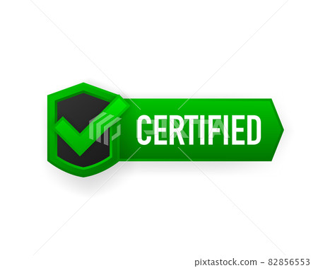Certified banner vector isolated on white background. Flat badge or label of certification. Vector illustration. 82856553