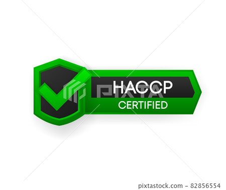 HACCP Certified banner vector isolated on white background. Flat badge or label of certification. Vector illustration. 82856554