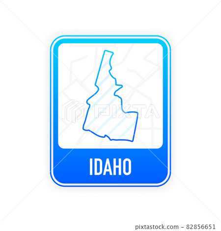 Idaho - U.S. state. Contour line in white color on blue sign. Map of The United States of America. Vector illustration. Idaho - U.S. state. Contour line in white color on blue sign. Map of The United States of America. Vector illustration. 82856651