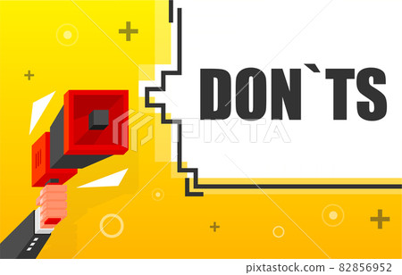 Donts banner template. Marketing flyer with megaphone. Isometric and pixel style. Template for retail promotion and announcement. Vector illustration. Donts banner template. Marketing flyer with megaphone. Isometric and pixel style. Template for retail promotion and announcement. Vector illustration. 82856952