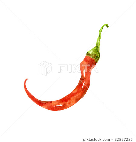 Red chilli pepper. Watercolor illustration on white background. Red chilli pepper. Watercolor illustration on white background. 82857285