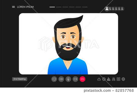 Video chat user interface, video calls window overlay. Stay and work from home. Video conference illustration. Vector illustration. Video chat user interface, video calls window overlay. Stay and work from home. Video conference illustration. Vector illustration. 82857768