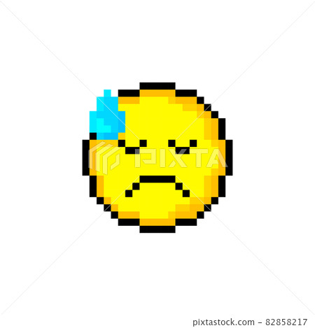 Pixel 8 bit yellow circle with smile. Isolated object on white background. Emotion sign. Vector illustration. Pixel 8 bit yellow circle with smile. Isolated object on white background. Emotion sign. Vector illustration. 82858217