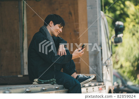 Smartphone and truck driver Smartphone and truck driver 82859024