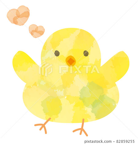 水彩風格小雞插畫素材 82859255