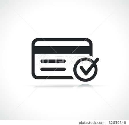 credit card with checkmark icon credit card with checkmark icon 82859846