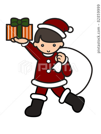 Boy in Santa clothes giving out presents Boy in Santa clothes giving out presents 82859999