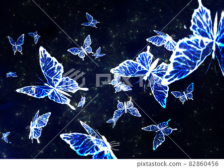 Night sky and butterflies - Stock Illustration [82860456] - PIXTA