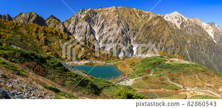 Northern Alps Happo Ridge Happo Pond and Ushirotateyama Mountain Range (Tengu Ridge, Shirouma Sanzan) 82860543
