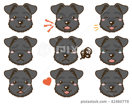 Schnauzer (black) facial expression face icon 82860778