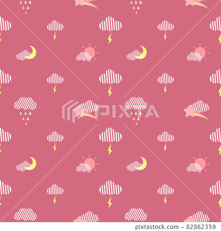 rainbow rain with moon and sun from cloud fabric seamless cute pattern in pink background rainbow rain with moon and sun from cloud fabric seamless cute pattern in pink background 82862359