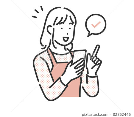 Image illustration material of a woman searching using a smartphone 82862446