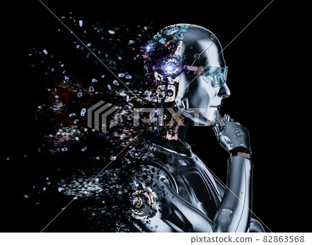 ai robot computing or analyzing ai robot computing or analyzing 82863568