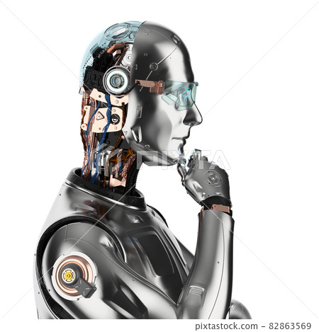 ai robot computing or analyzing 82863569