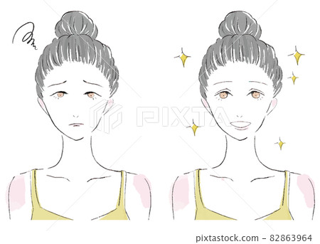 Illustration of a young woman with double plastic surgery Illustration of a young woman with double plastic surgery 82863964