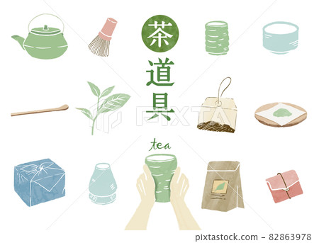 Handwritten illustrations of tools used in the tea ceremony Handwritten illustrations of tools used in the tea ceremony 82863978