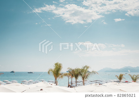 Brigh day on a beach in Cannes, french riviera 82865021