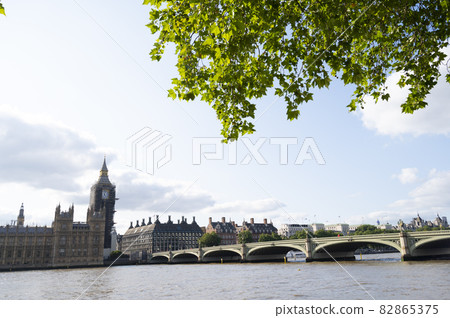 London, U.K. - August22, 2021: city view with Big Ben clock tower landmark of London under renovation London, U.K. - August22, 2021: city view with Big Ben clock tower landmark of London under renovation 82865375