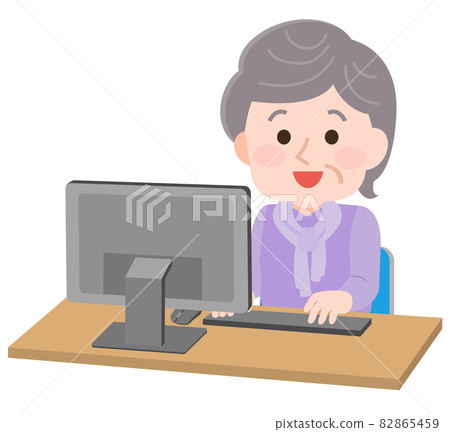 使用個人電腦的年長老人的插圖 使用個人電腦的年長老人的插圖 82865459