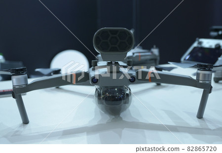 Industrial drone with dual camera aboard placed on stand Industrial drone with dual camera aboard placed on stand 82865720